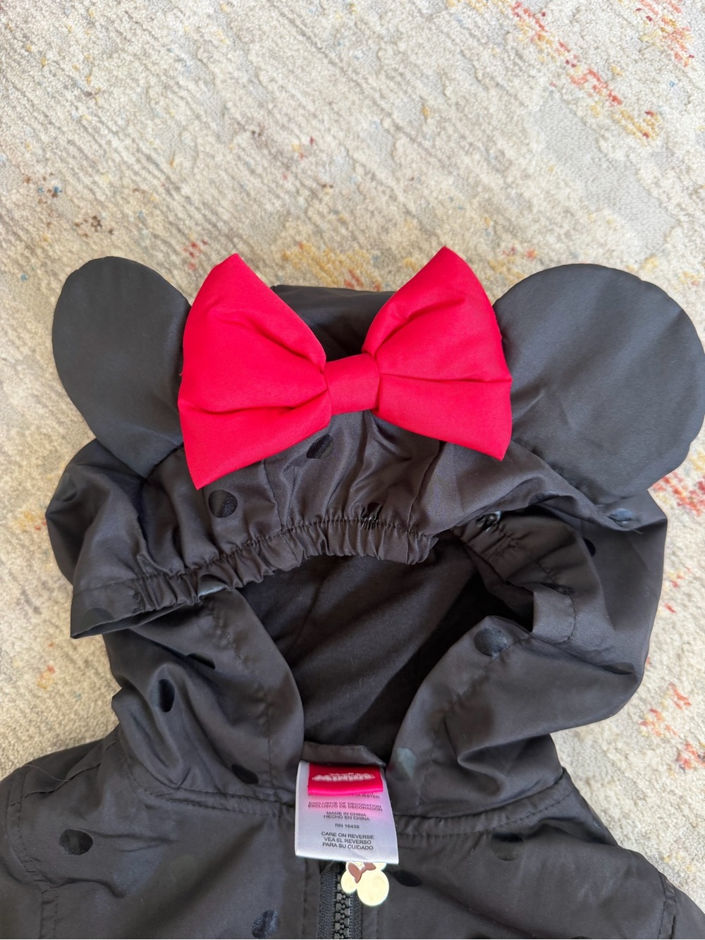 Disney Minnie Mouse Girls Hooded Jacket 2T Black Polka Dot - Picture 3 of 7